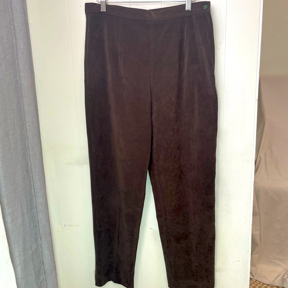 Vintage W.L. Sportswear Dark Green Velvet Pants Size 12 Petite Straight Legs